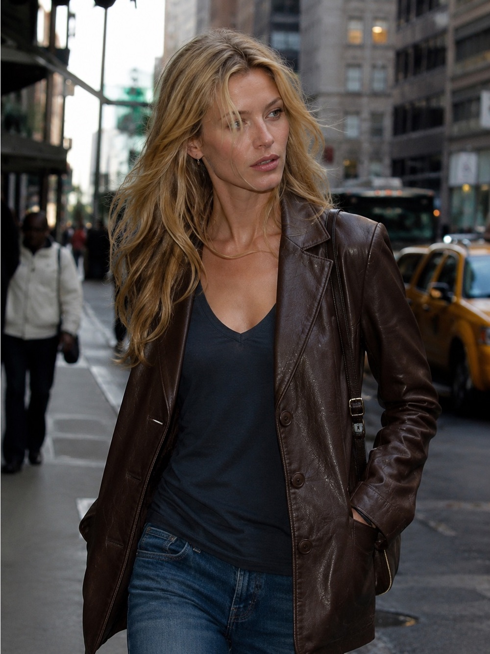 Alfani Genuine Leather Jacket | Brown Moto Biker Coat | Minimalist 90s style - Picture 5 of 6